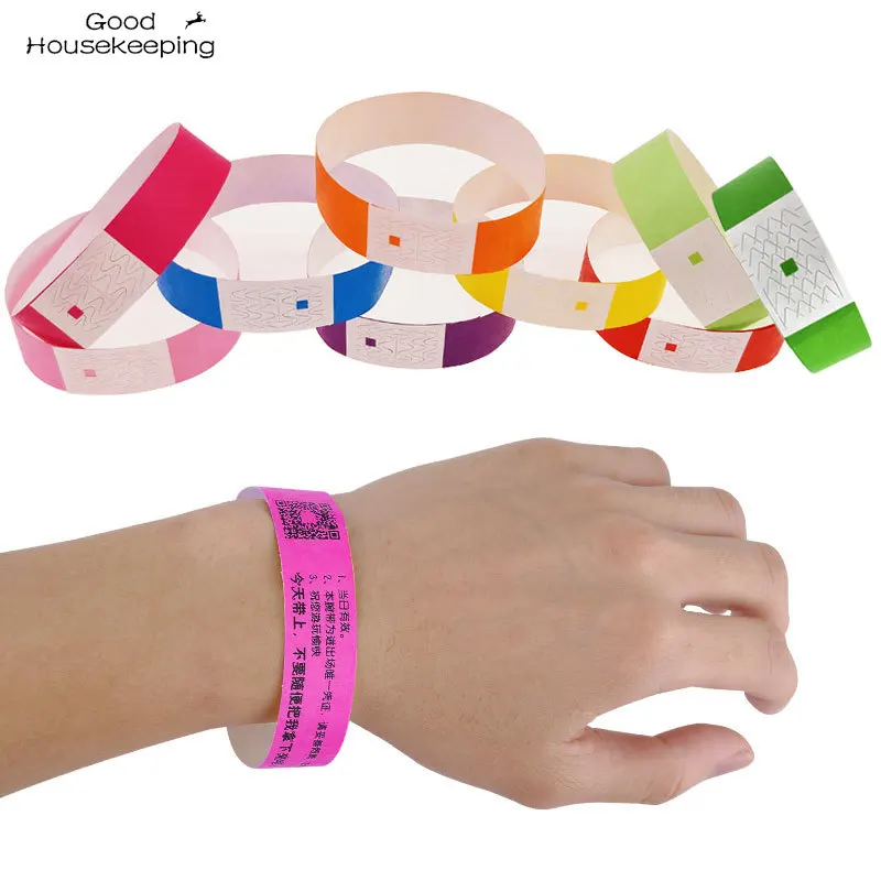 100 Pcs Count Tyvek Wristbands 3/4 Inch Disposable Waterproof  Paper Wristbands for Party Playground  Events Table Number