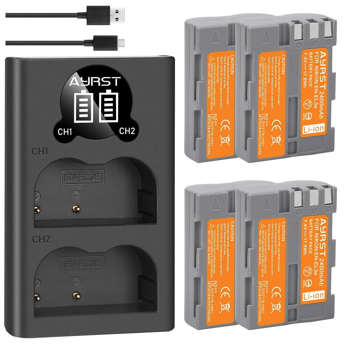 2400Mah En-El3E En …