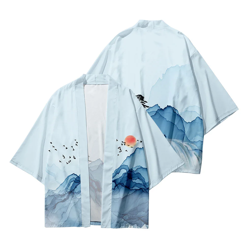 Plus rozmiar Kimono Cosplay topy Yukata ubrania styl japoński Streetwear sweter kobiety mężczyźni Harajuku Haori długie Kimono