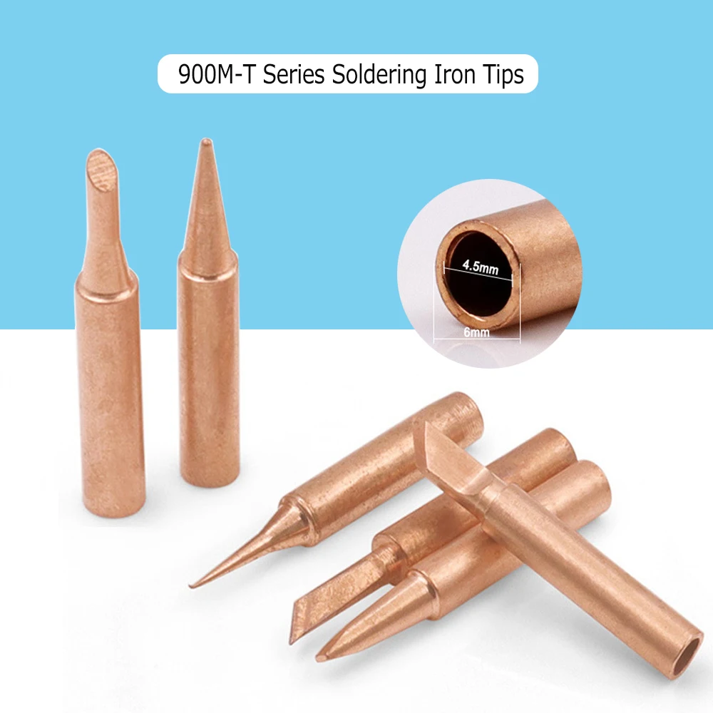 5Pcs 900M-T- I+B+K+2.4D+3C Soldering Iron Pure Copper Soldering Iron Head Set Suitable For 936 852D Soldering Station Weld Sting