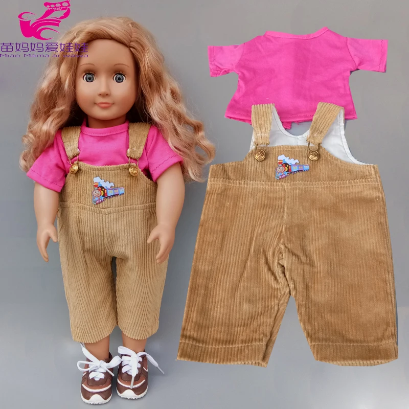 Doll Clothes 43cm 40cm Baby Doll Vest Shirt Pants 18 Inch Girls Doll Overall Sets for Doll