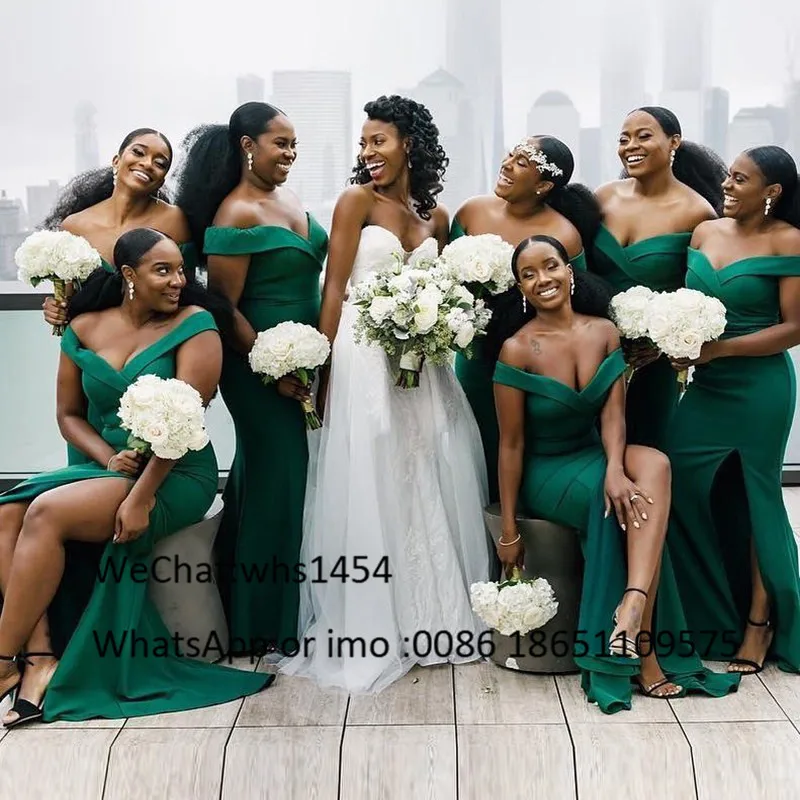 Elegante verde escuro longo vestidos de dama de honra 2023 sexy lado dividir convidado de casamento africano para vestido feminino robe demoiselle dhonhonneur