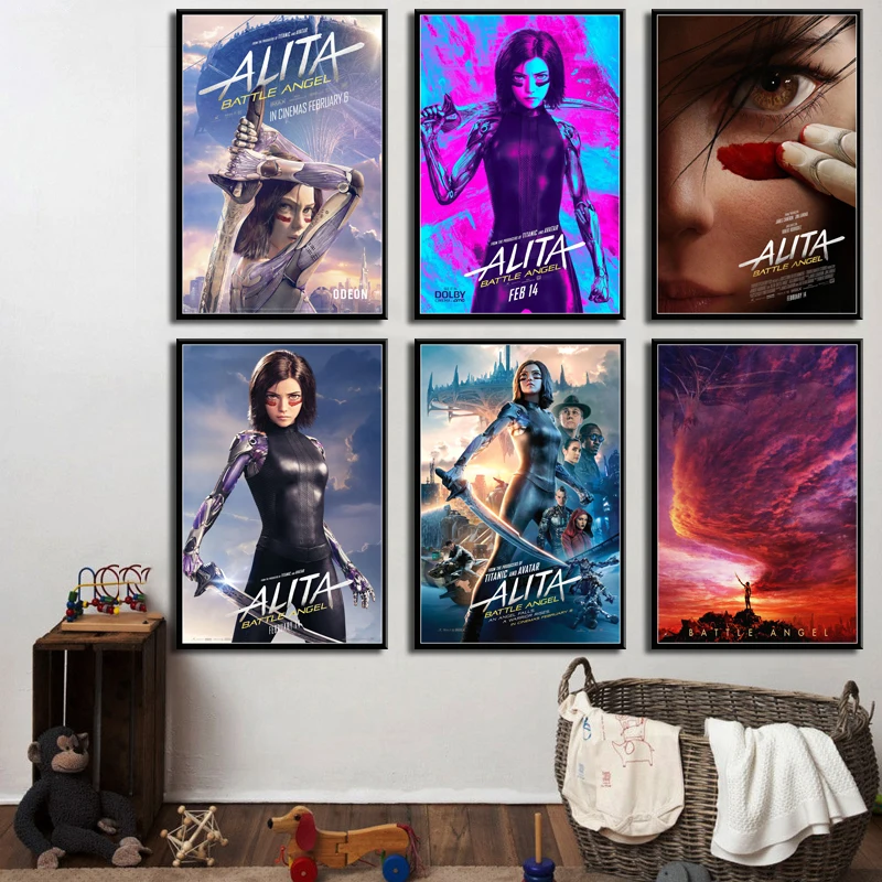 Alita Battle Alita 2019 nueva película caliente James Cameron arte lienzo de seda póster pared decoración del hogar obra de arte