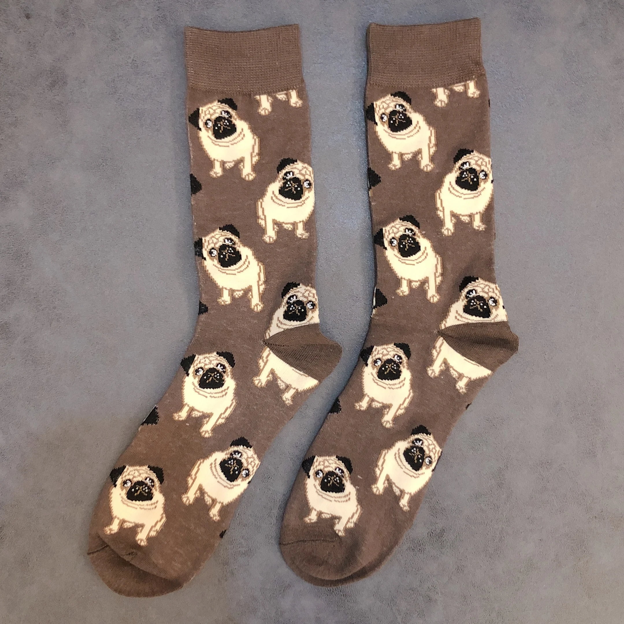 Q Adult Crew Cotton Socks Blue Dog Paws Claws Pet 2021 New Street Fashion Tide Sad Pug Bulldog Unisex Winter Happy Summer Funny