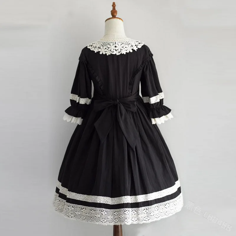 vintage lace bowknot o-neck high waist victorian dress kawaii girl gothic lolita op Gothic palace princess sweet lolita dress