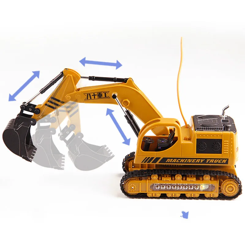 1/16 5CH Heavy Industry Remote Control Engineering Vehicle Excavator Remote Control Colorful LED Light Model Toy