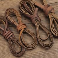 2m Vintage 100% Genuine Cowhide Leather Cord Strip Round/Flat Rope String DIY Bracelet Necklace Braided Craft Jewelry Making