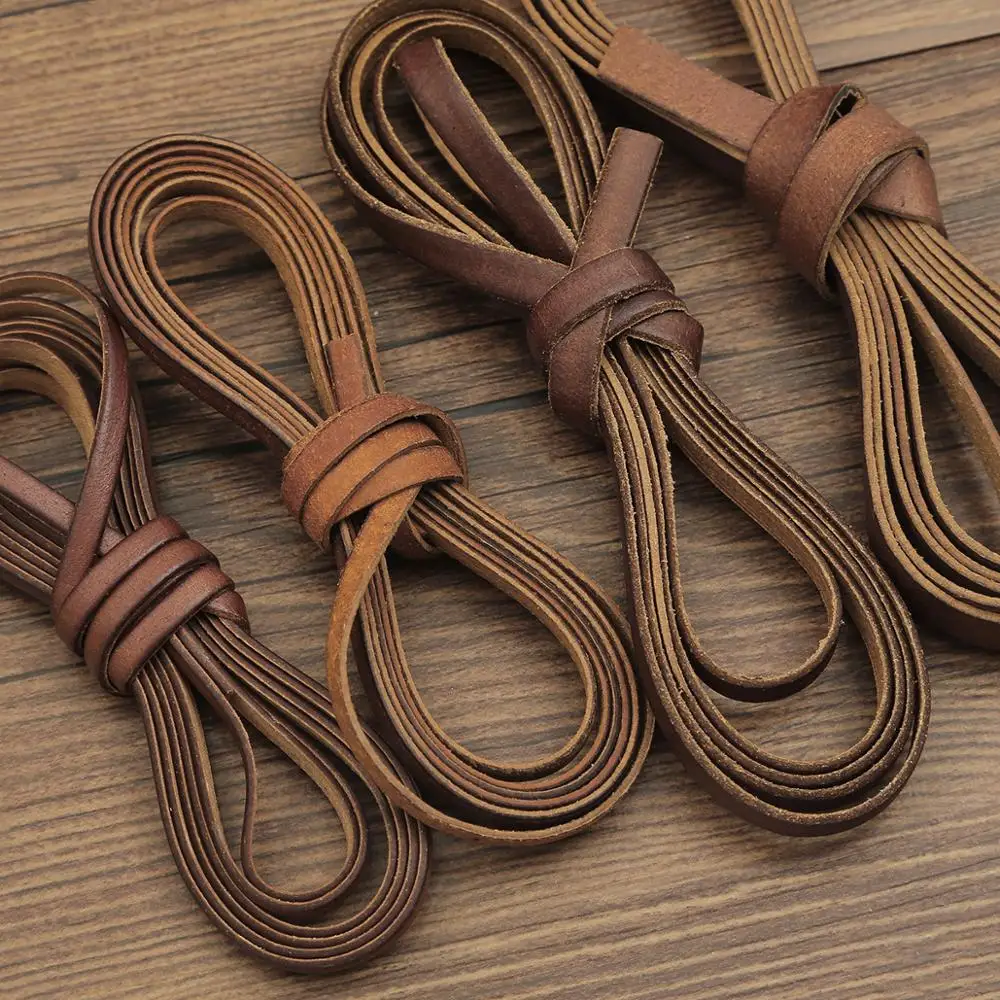 2m Vintage 100% prawdziwej skóry bydlęcej pasek ze sznurka okrągły/płaski sznurek liny DIY bransoletka naszyjnik pleciony rękodzieło tworzenia biżuterii