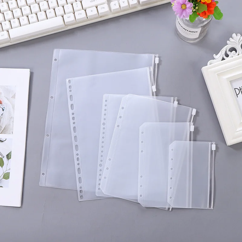 Loose Leaf PVC Storage Bag Sticker Ticket Card Organizer Bag A7 A6 A5 B5 A4 Spiral Notebook Diary Coil Ring Binder Filler