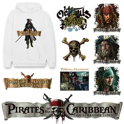 Disney Pirates of the Caribbean Patches Iron On Transfers For Jacket Skull Heat Thermal Transfer For Clothes Punk Badge Applique