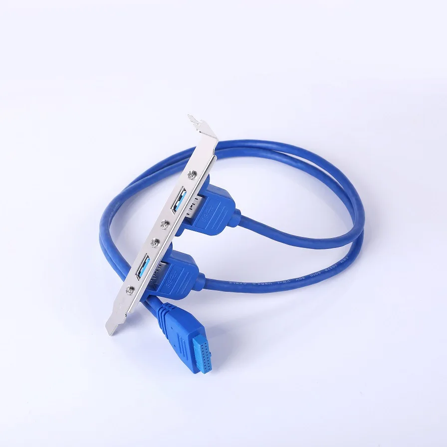 

10PCS Main Board USB 3.0 20pin To Dual USB3.0 Rear Chassis Baffle Cable USB Baffle Connector Adapter With PCI Slot Plate