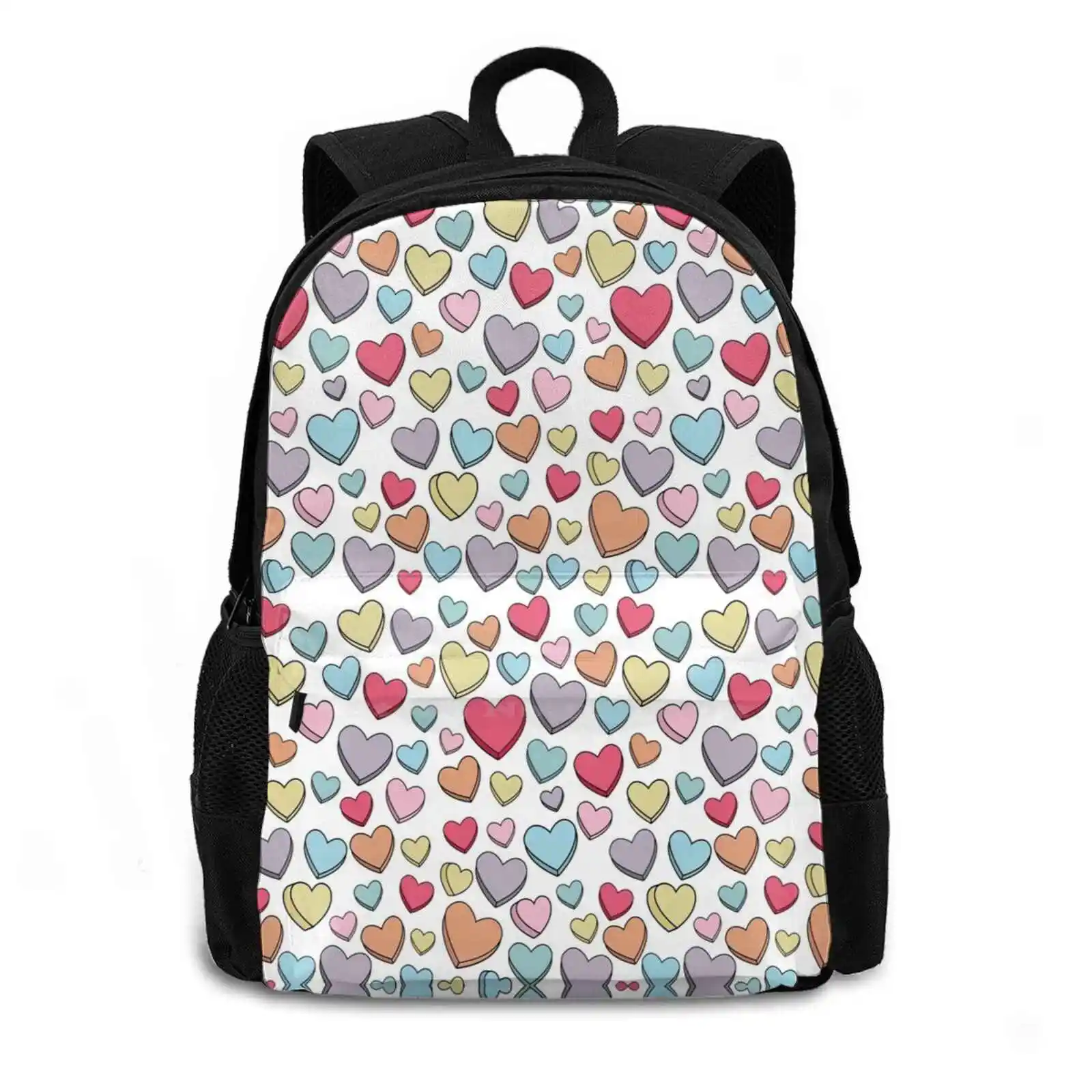 Sweetheart Pattern Hot Sale Schoolbag Backpack Fashion Bags Sweetheart Sweet Tart Candyheart Hearts Love Sweetart Yummy