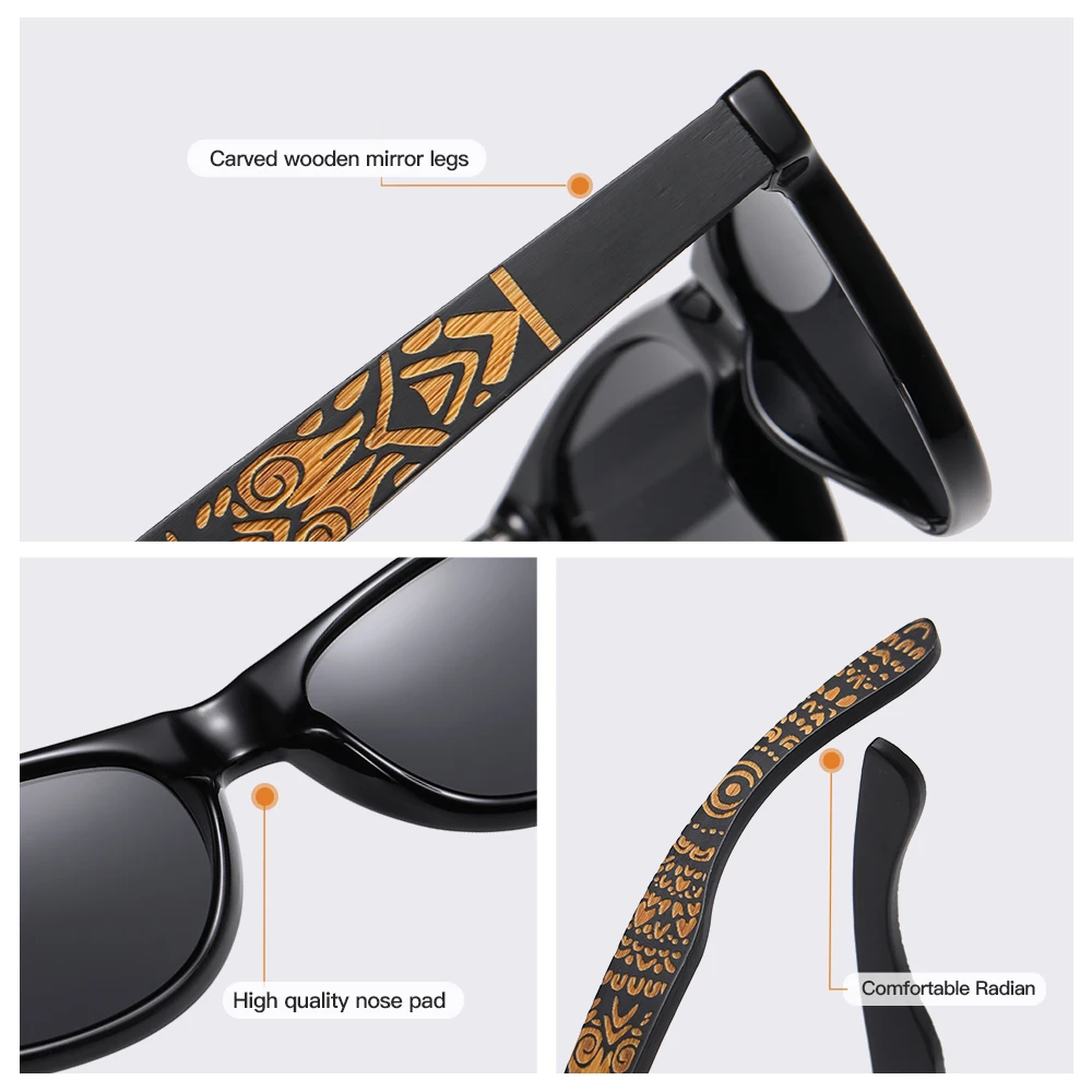 GM-gafas de sol polarizadas de madera de bambú para hombre y mujer, lentes de sol con montura ovalada, S5097es