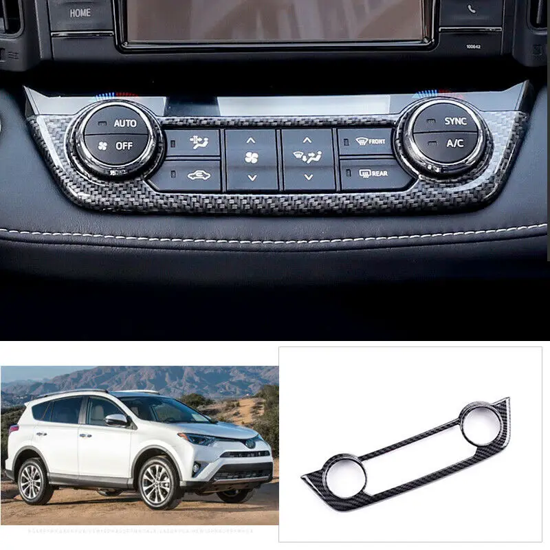 

For Toyota RAV4 2016-2018 ABS Carbon fiber Air Conditioning switch Panel Moulding Cover Trim Car Accessories