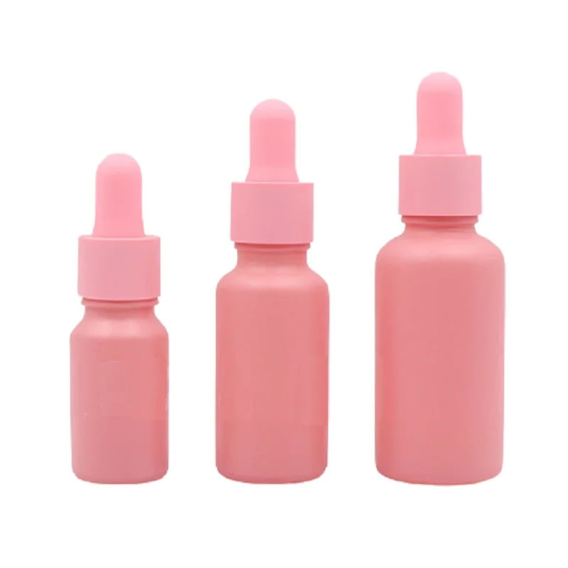 

15pcs Empty Glass Dropper Bottles 10ml 20ml 30ml Matte Pink Cosmetic Liquid Perfume Refillable Essential Oil Pipette Bottles