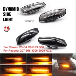 2X Led Auto Dynamische Richtingaanwijzer Side Marker Lamp Blinker Amber Voor Citroen C4 Picasso C3 C5 DS4 Peugeot 308 207 3008 5008