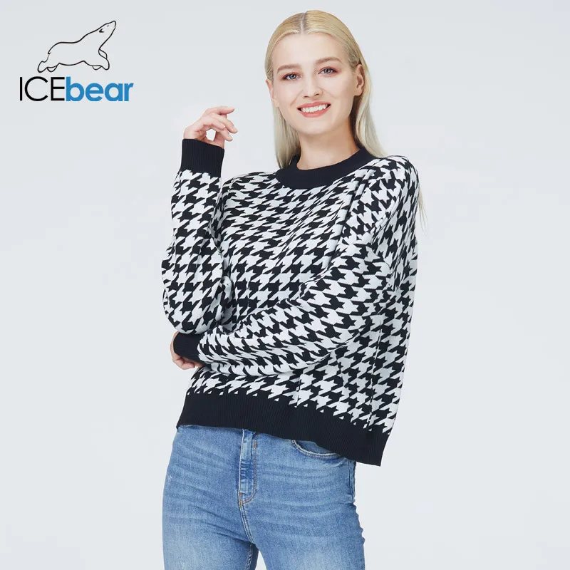 ICEbear Fall 2022 new women\'s plaid sweater high-quality fashion women\'s clothing BJ-5