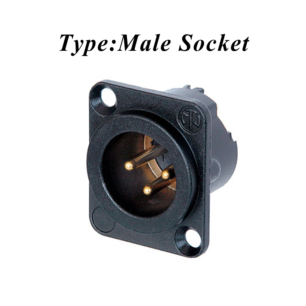 2pcs Brass Gold plated plug hi-end XLR 3-Pin Male Chassis Panel Socket For CD Amplifier