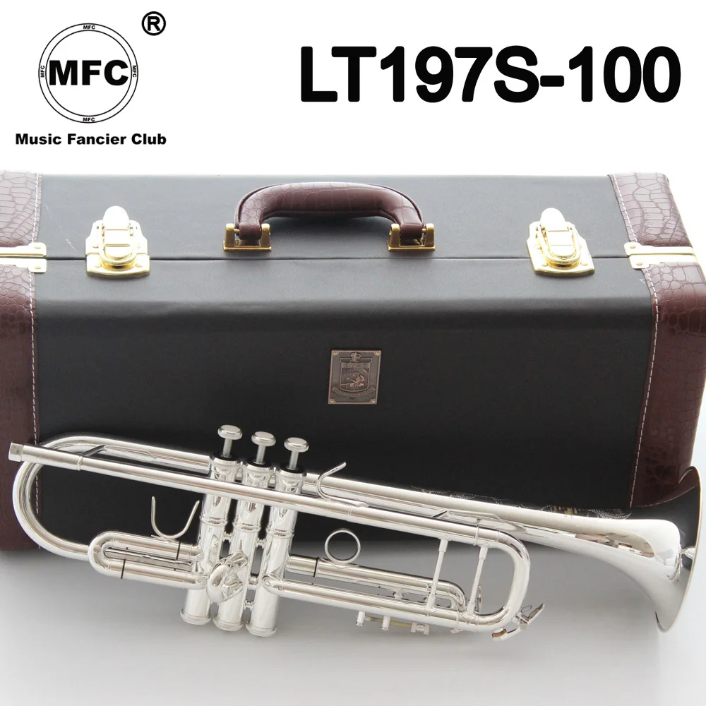 

New Music Fancier Club Bb Trumpet LT197S-100 Silver Plated Music Instruments Profesional Trumpets 197S100 With Case Mouthpiece