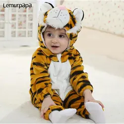 Baby Kleidung Nette Tiger Tier Kostüm Kleinkind Junge Mädchen Onesie Flanell Warm Zipper Neugeborenen Infant Lustige Overall Kigurumis