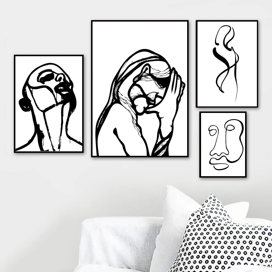 

Abstract People Minimalist Line Wall Art Canvas Painting Nordic Posters And Prints Wall Pictures For Living Room Home Decor