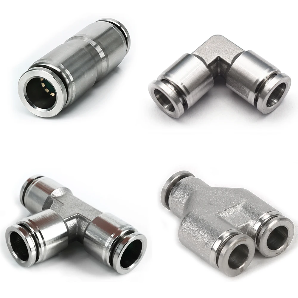 PU PV PE PY 304 stainless steel metal pneumatic quick coupling 4 6 8 10 12 14 16mm high pressure air pipe quick coupling