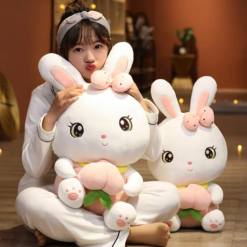 

1PC 50/60/70cm Cute Rabbit Plush Toy Stuffed Soft Animal With Peaches Bunny Doll Baby Kids Toys Birthday Gift Present For Girl