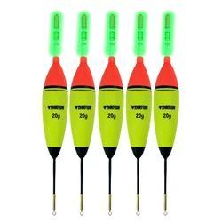 5pcs 30g 20g 10g EVA Foam Fishing Floats + 10pcs Glow Sticks Luminous Slip Bobbers Buoys Lighting Fishing Float For Night