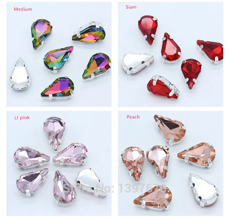 30 Pezzi Cristalli AB Da Cucire Su Vetro - Multicolori, Scintillanti, Con Foro - Per Decorazione Abiti, Gioielli Fai Da Te, Accessori - 2