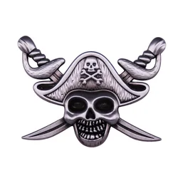 Pirate Skull Double Sword Badge Jolly Rogers Pin From Japanese Manga