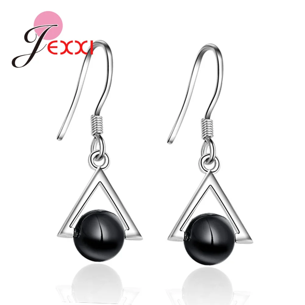 Fashion 100% 925 Silver Needle Jewelry Accessory Dangle Earrings Attractive Sweet Black/White Pearl Pendant Earrings Wholesale