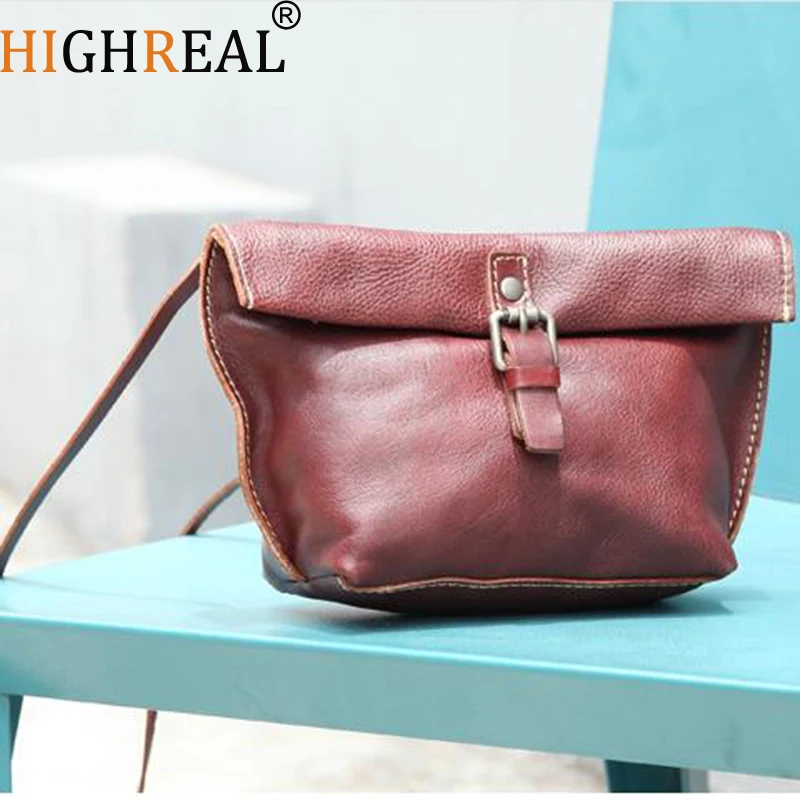 

HIGHREAL Brand Genuine Leather Women Messenger Bag High Quality Cow Leather Small Crossbody Shell Bag Mini Fashion Shoulder Bag