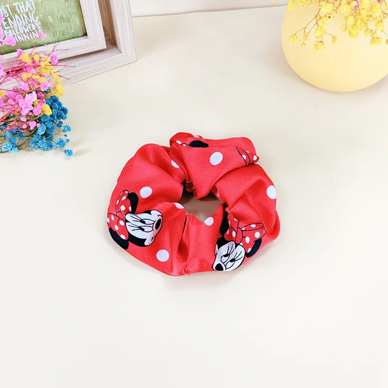 Disney Girl Mickey Minnie Mouse Large Intestine Hair Rope Rubber Band Hair Circle Lady Ribbon Hair Ring Accessories