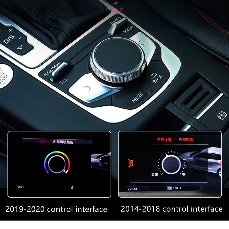 ضوء LED محيط مناسب لسيارة Audi A3 S3 2014-2021 فتحات مضيئة، إضاءة محيطة داخلية 21/32 لونًا، تحكم بالشاشة الأصلية