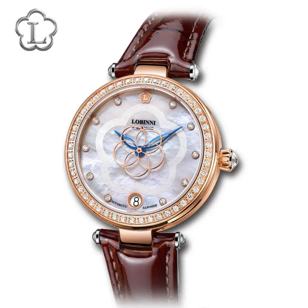 LOBINNI Switzerland Luxury Brand Ladies Mechanical Automatic Self-Wind Sapphire Watch Women Fashion Importers Waterproof Watches