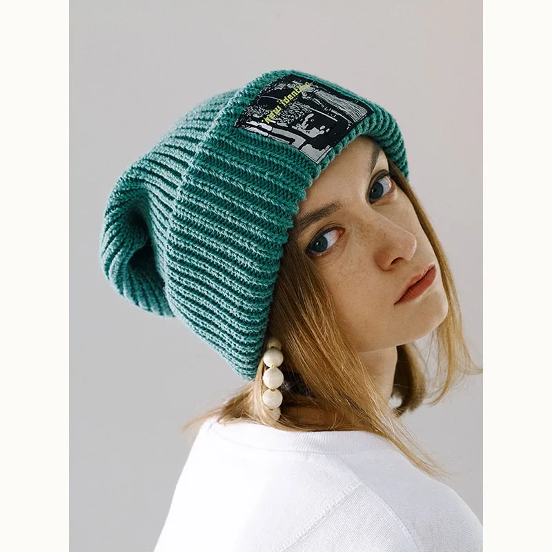 Zimowa czapka dla kobiet Mężczyźni Zimowa czapka z dzianiny Zimowa czapka z czaszkami Unisex Damska ciepła czapka z daszkiem Koreańska modna czapka oversize