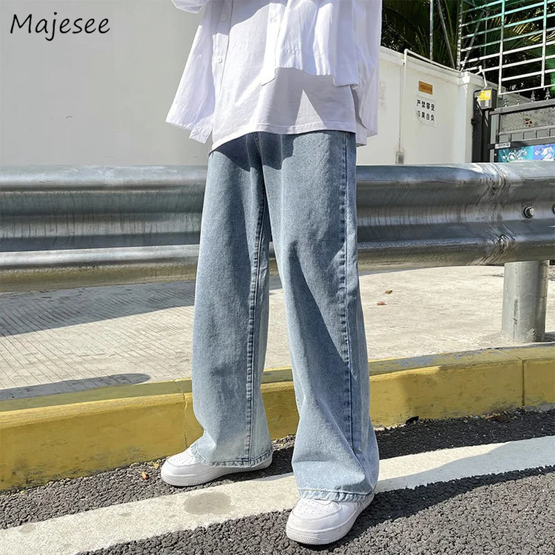 

Men Straight Jeans Solid Vintage Full Length Loose All-match Leisure Classic Teenagers Large Size S-3XL 2021 Newest Males Daily