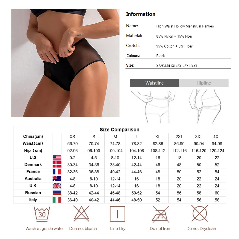 Rapid absorpt Menstrual Panties Physiological Pants Leak Proof Women Underwear Period Mesh Breathable Briefs Plus Size Underwear