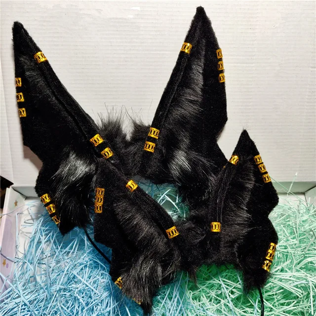 Handmade egipska mitologia Anubis Handmade Egyheadband imitacja zwierzęcia ucho Jackal ucho KC wykwintne zwierzę uszy obręcz do włosów