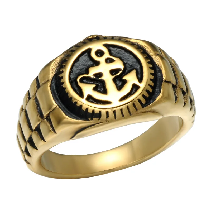 Men's  Anchor Nautical Sailor 316L Stainless Steel Biker Ring