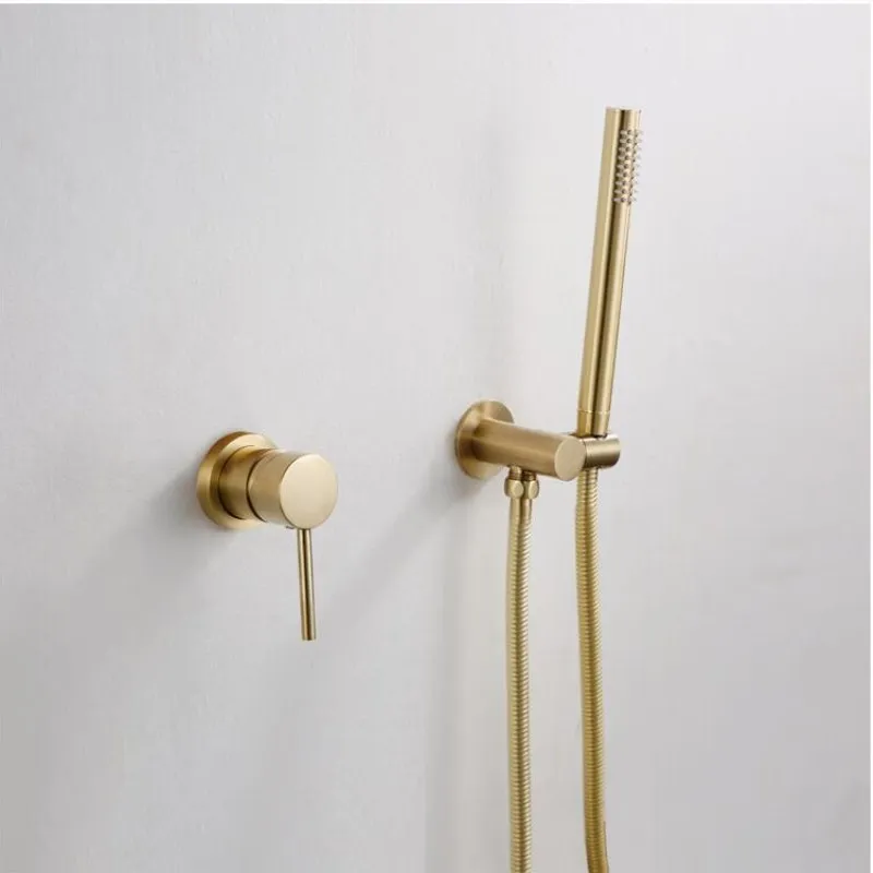 Shower faucet set Brush Gold/back wall mounted shower faucet brass in-wall water mixer