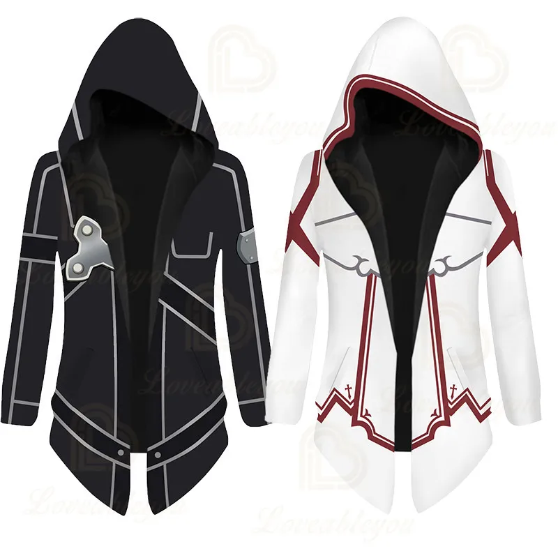 Anime Halloween Sword Art Online SAO Cosplay Costumes Long Overcoat Men Women Fleece Winter Trench Coat Unisex