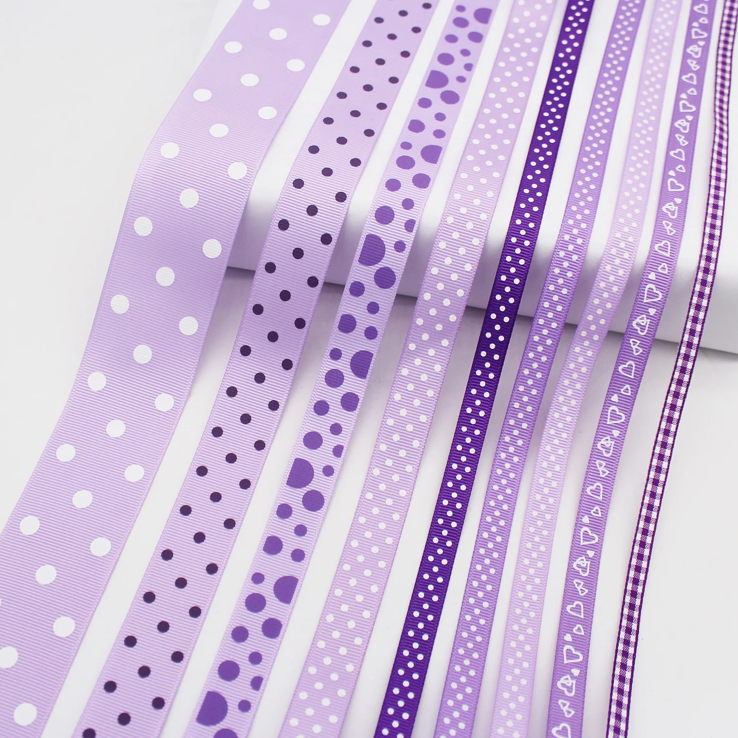 5 Meter/Lot Purple Series Ribbons Solid Color Grosgrain Ribbon Satin Ribbon Print Dots Tapes For Handmade Crafts DIY Accessories