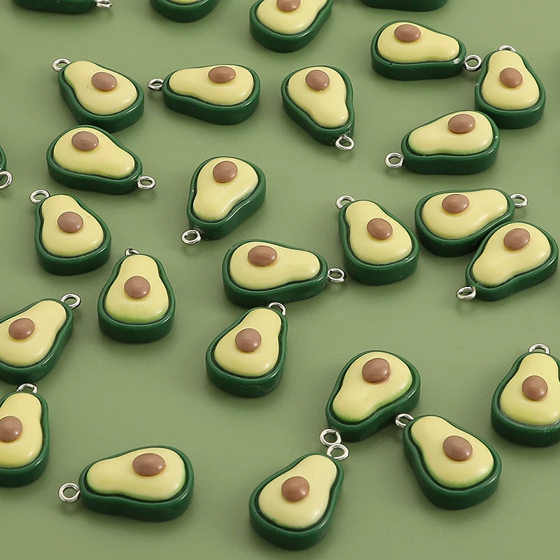 10Pcs Resin Avocado Charms Fruit Pendants For DIY Earrings Keychain Jewelry Making Accessories Gift