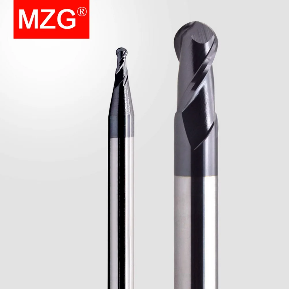 MZG 2 flauta HRC45 fresas de punta esférica R0.5-R8.0 6mm 8mm revestimiento de aleación tungsteno Cnc Maching fresa herramienta de acero fresa