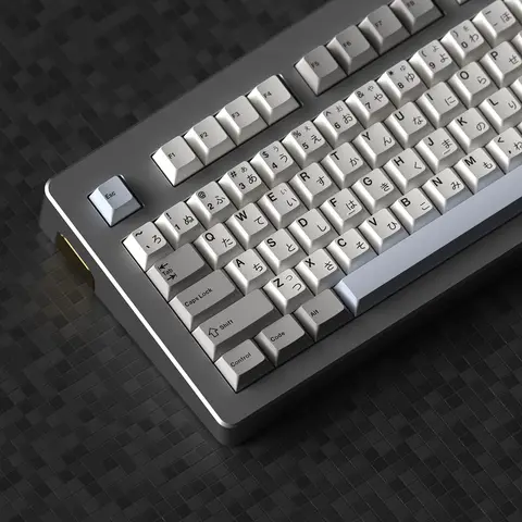 PBT Keycaps for Mechanical Keyboard Light Grey White Color Cherry Profile Dye Sublimation Japanese GK61 Anne pro 2