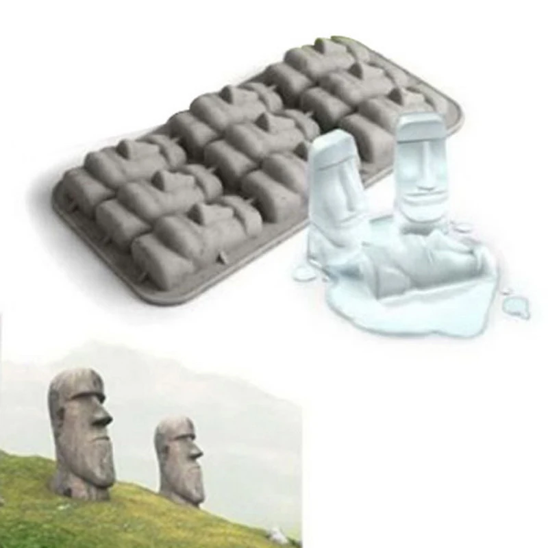 Easter Island Moai Stone Statues Ice Tray Ice Cubes DIY Mould Pudding Jelly Mold