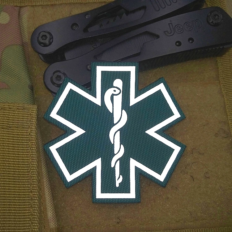 Medic Reflective Embroidery Patch First Aid Red Cross Recsue Snake Decorative Sewing Applique Tactical Patches