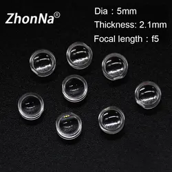 5mm Diameter Optical Focusing Lens F5 Focal Length Laser Installation Accessories PMMA Material 300-1000nm Profession Lens  5PCS