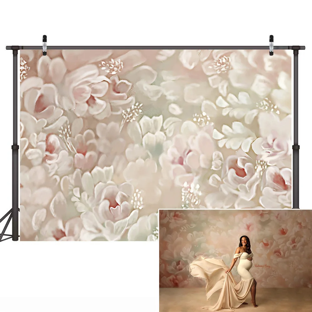 Photography Floral Baby Shower Backdrop Flowers Texture Photocall Pregnant Woman Artistic Photos Background Photo Studio Props